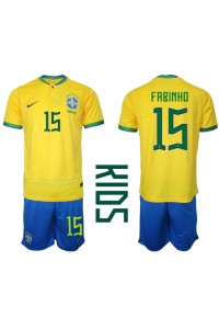 Brazilië Fabinho #15 Babytruitje Thuis tenue Kind WK 2022 Korte Mouw (+ Korte broeken)